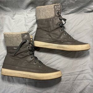 Keds Scout Leather Sherpa Winter Boots Grey Lace Up Casual/Hiking Women’s Size 9
